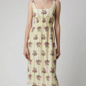 Emilia Wickstead Giovanna Silk Dress in Yellow Rosewood Print